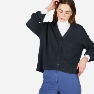 Everlane Soft Cotton Square Cardigan in Navy - Size S